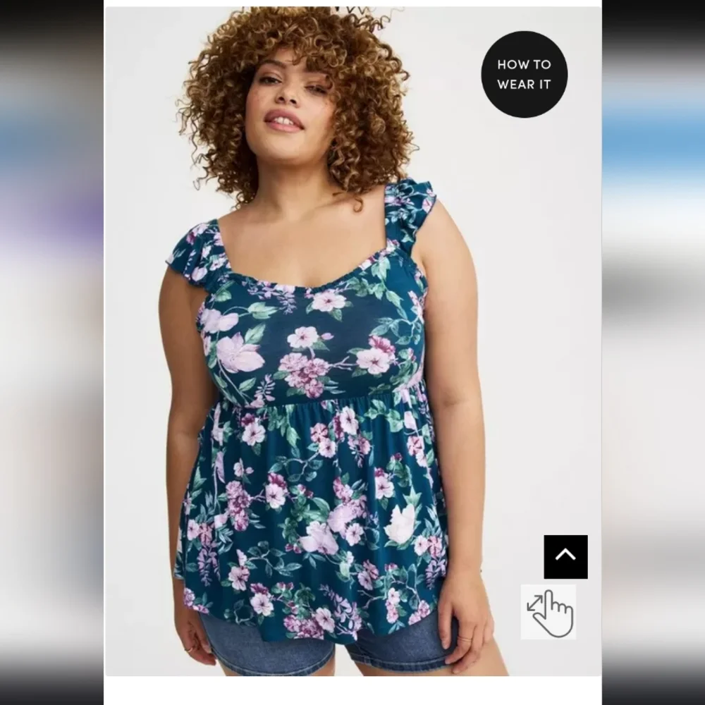 Torrid Blue Ruffled Sleeveless Tank Top - Picture 2 of 11